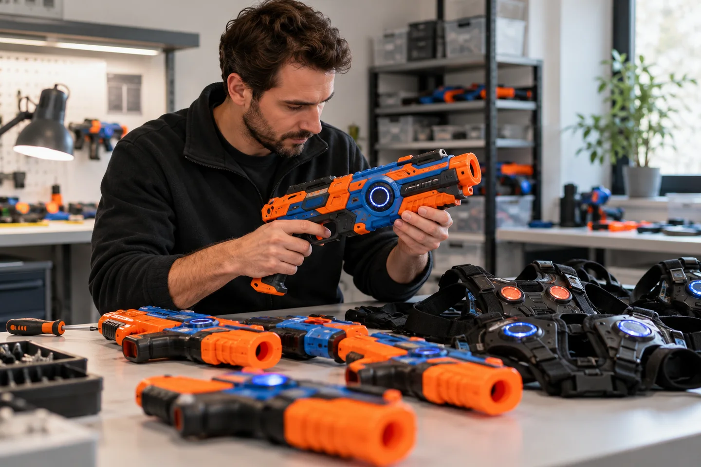 Speelgoedblasters en sensoren controleren