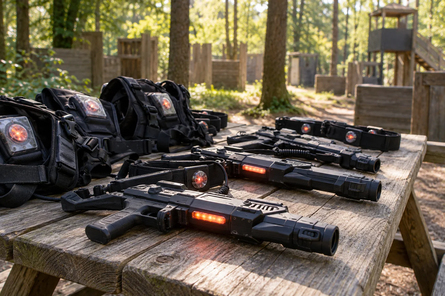 Speelgoedblasters en sensoren klaar voor gebruik